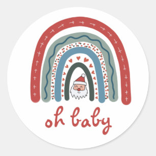 Oh Baby Christmas Holiday Boho Rainbow Baby Dusche Runder Aufkleber