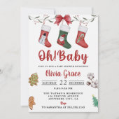 Oh, Baby! Christmas Sock Baby Dusche Party Einladung (Vorderseite)