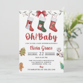 Oh, Baby! Christmas Sock Baby Dusche Party Einladung (Stehend Vorderseite)