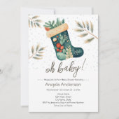 Oh Baby Christmas Strumpf Babydusche Einladung (Vorderseite)
