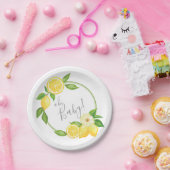 Oh Baby Citrus Lemon Floral Wreath Baby Dusche Pappteller (Party)