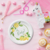 Oh Baby Citrus Lemon Floral Wreath Baby Shower Pap Pappteller (Party)