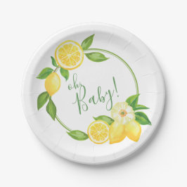 Oh Baby Citrus Lemon Floral Wreath Baby Shower Pap Pappteller
