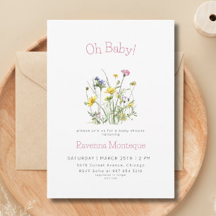 Oh Baby Classy Wildflower Florale Babyparty-Einlad Einladung