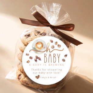 Oh Baby Coffee Baby Shower Dankeschön Favor Sticke Runder Aufkleber