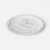 Oh Baby Confetti Gender Reveal Party | Rosa Blau Pappteller (Schrägansicht)