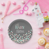 Oh Baby Confetti Gender Reveal Party | Rosa Blau Pappteller (Party)