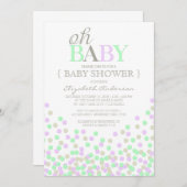 Oh Baby Confetti | Moderne Kinderdusche Einladung (Vorne/Hinten)