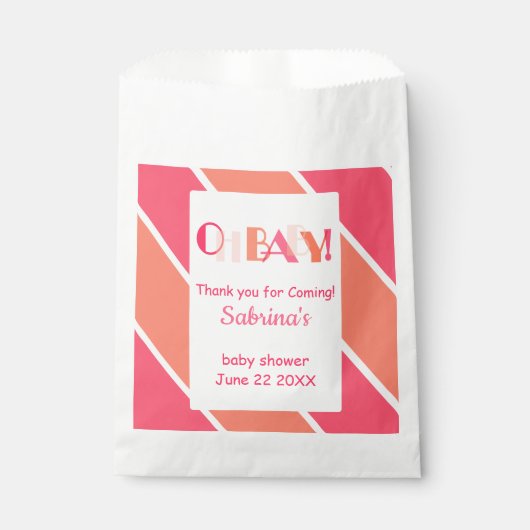 Oh Baby Coral Modern Baby Dusche Gefallen Tasche Geschenktütchen (Vorderseite)