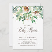 Oh Baby Cotton Blossoms und Eucalyptus Baby Dusche Einladung (Vorderseite)