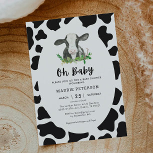 Oh Baby Cow Theme Boy Baby Shower Invitation Einladung