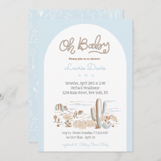 Oh Baby Cowboy Shower Invitation Einladung (Vorne/Hinten)