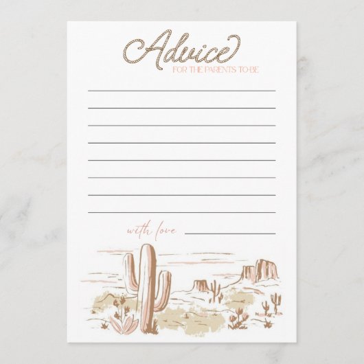 Oh Baby Cowgirl Baby Shower Advice for Parents Mitteilungskarte (Vorderseite)