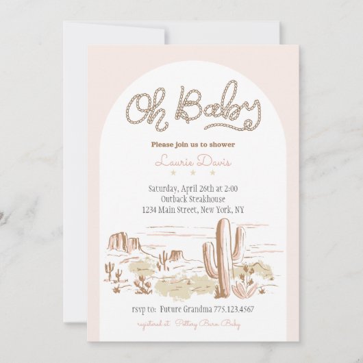 Oh Baby Cowgirl Shower Invitation Einladung (Vorderseite)