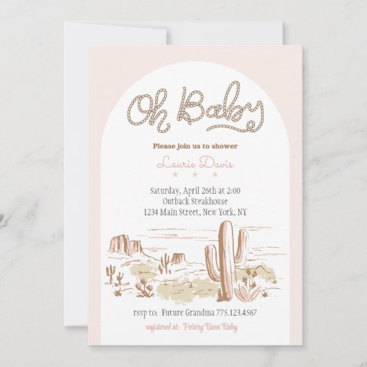 Oh Baby Cowgirl Shower Invitation Einladung (Vorderseite)