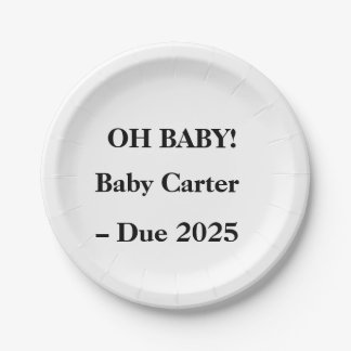 Oh Baby Custom Plate - Babydusche oder Gender Reve Pappteller