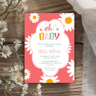 Oh Baby Cute Floral Daisy Girl Baby Shower Einladung