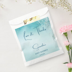 Oh Baby Cyan Aqua Blue Baby Dusche Vorlage Geschenktütchen