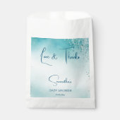 Oh Baby Cyan Aqua Blue Baby Dusche Vorlage Geschenktütchen (Vorderseite)