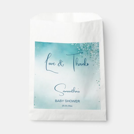 Oh Baby Cyan Aqua Blue Baby Dusche Vorlage Geschenktütchen (Vorderseite)