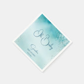 Oh Baby Cyan Aqua Blue Baby Dusche Vorlage Serviette (Ecke)
