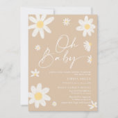 Oh Baby Daisy Beige Babydusche Einladung (Vorderseite)