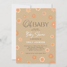 Oh, Baby! Daisy Beige Babydusche Einladung