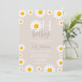 Oh Baby Daisy Boho Neutral Baby Dusche Einladung (Stehend Vorderseite)