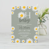 Oh Baby Daisy Neutral Baby Shower Foto QR Code Einladung (Stehend Vorderseite)