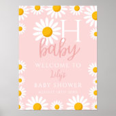Oh Baby Daisy Pink Baby Dusche Begrüßungszeichen Poster (Vorne)