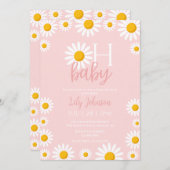 Oh Baby Daisy Pink Babydusche in einem Einladung (Vorne/Hinten)