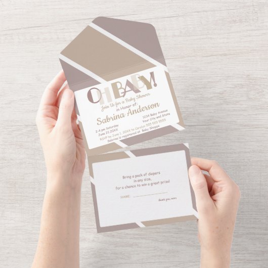 Oh Baby Dancing Letters Typografy Baby Show All In One Einladung (Abreißen)