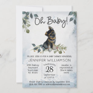 Oh, Baby! Dog Baby Shower German Shepherd Einladung