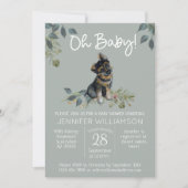 Oh, Baby! Dog Baby Shower German Shepherd Sage Einladung (Vorderseite)