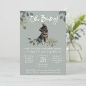 Oh, Baby! Dog Baby Shower German Shepherd Sage Einladung (Stehend Vorderseite)