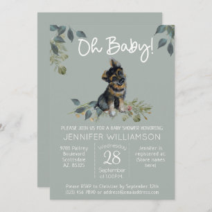 Oh, Baby! Dog Baby Shower German Shepherd Sage Einladung