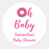 Oh Baby Donut Babydusche Runder Aufkleber (Vorderseite)