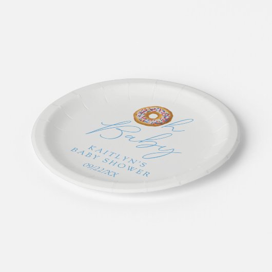 Oh Baby Donut Sprinkle Boys Babydusche Pappteller (Schrägansicht)