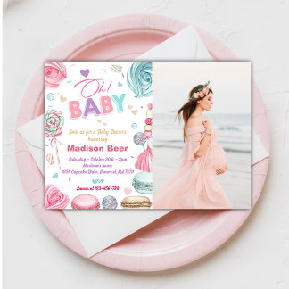 Oh, Baby! Donut Sprinkle Girls Babydusche Foto Einladung