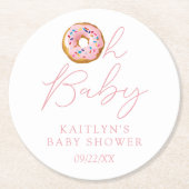 Oh Baby Donut Sprinkle Girls Babydusche Runder Pappuntersetzer (Vorderseite)