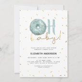 Oh Baby Donut & Sprinkles Gold Boy Baby Dusche Einladung (Vorderseite)