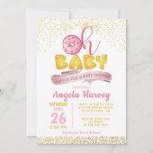 Oh Baby Donuts Gold Glitzer Kinderdusche Einladung (Vorderseite)