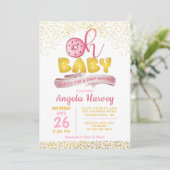 Oh Baby Donuts Gold Glitzer Kinderdusche Einladung (Stehend Vorderseite)