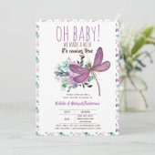 Oh Baby DRAGONFLY machen eine Wunschdusche floral Einladung (Stehend Vorderseite)