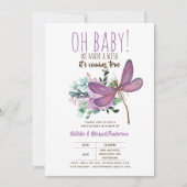 Oh Baby DRAGONFLY machen eine Wunschdusche floral Einladung (Vorderseite)