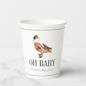 Oh Baby Duck/Mallard Watercolor Boy Babydusche Pappbecher (Vorderseite)