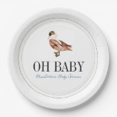 Oh Baby Duck/Mallard White Boy Baby Dusche Pappteller (Vorderseite)