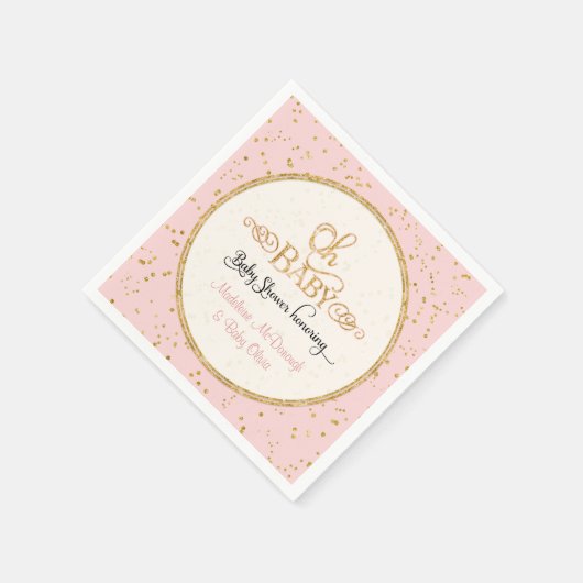 OH BABY Duschdekor Girl Glam Gold Glitzer Script Serviette (Ecke)