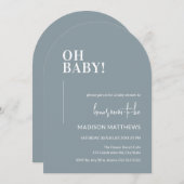 Oh Baby Dusche Einladung Arch Design Blau (Vorne/Hinten)