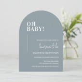 Oh Baby Dusche Einladung Arch Design Blau (Stehend Vorderseite)